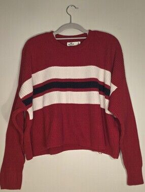 Medium Red Striped Sweater Hollister